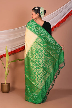 Offwhite Blended Silk Saree - Keya Seth Exclusive