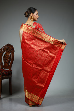 Beige Pure Kanjivaram Silk Saree