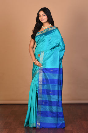 Sea Green Pure Silk Saree with Blouse Piece - Keya Seth Exclusive