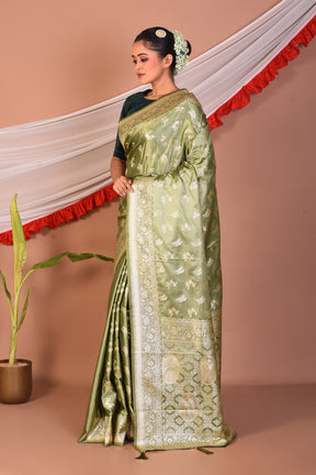 Green Blended Mashru Silk Saree - Keya Seth Exclusive