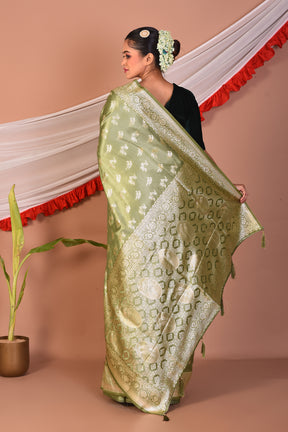 Green Blended Mashru Silk Saree - Keya Seth Exclusive