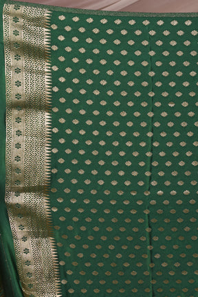 Bottle Green Blended Mashru Silk Saree - Keya Seth Exclusive