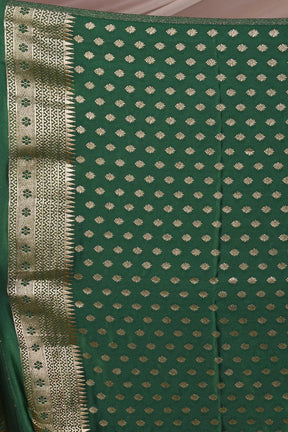 Bottle Green Blended Mashru Silk Saree - Keya Seth Exclusive