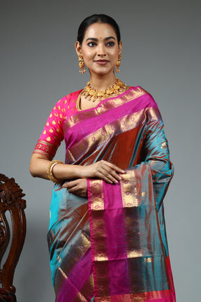 Grey Dual Tone Kanjivaram Silk Saree