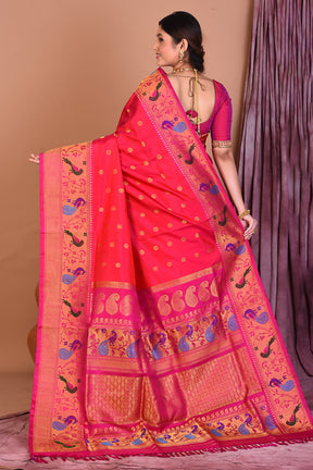 Pink Pure Paithani Saree with Golden Zari - Keya Seth Exclusive