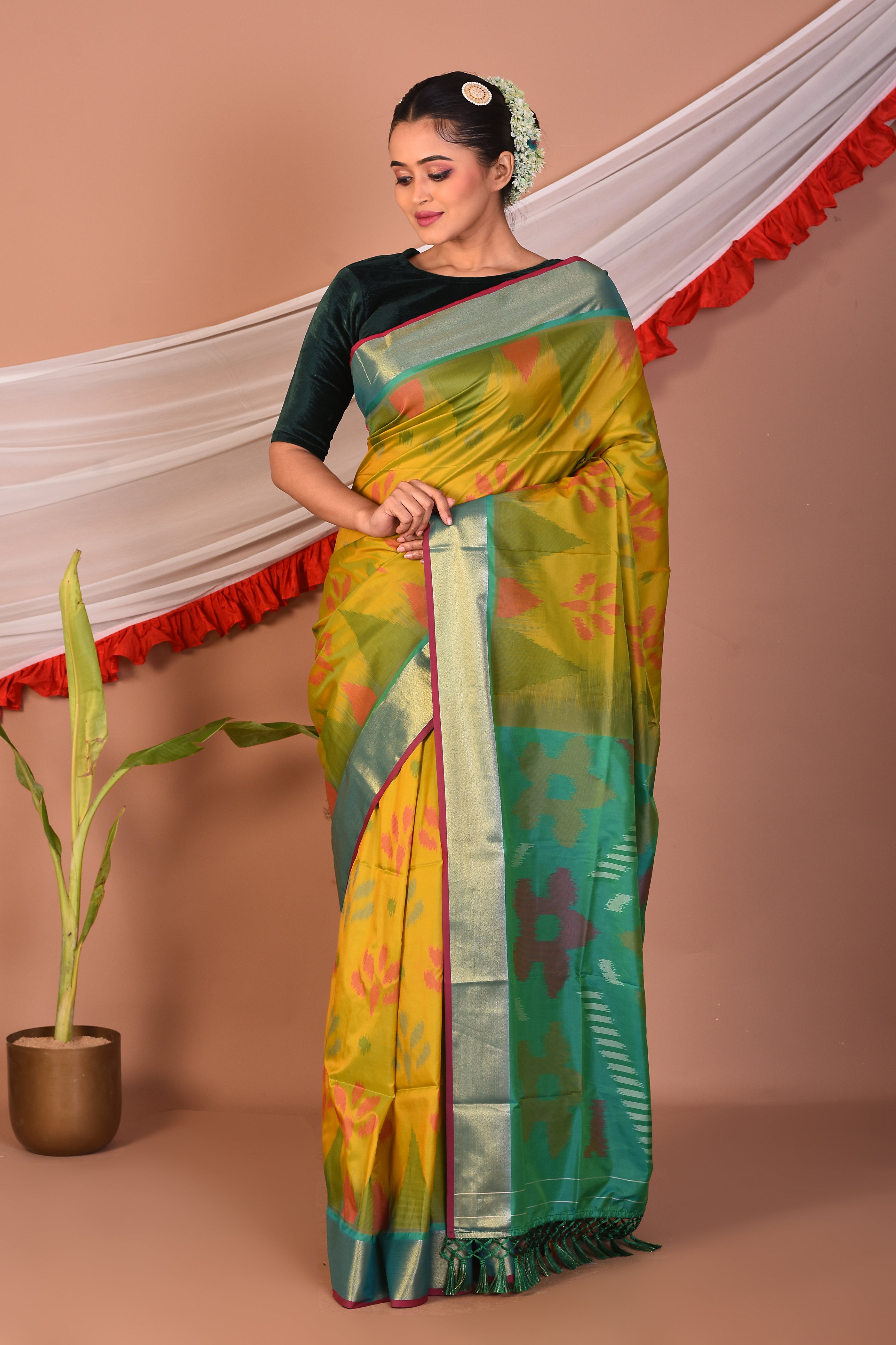 Green Blended Bangalore Silk Saree - Keya Seth Exclusive