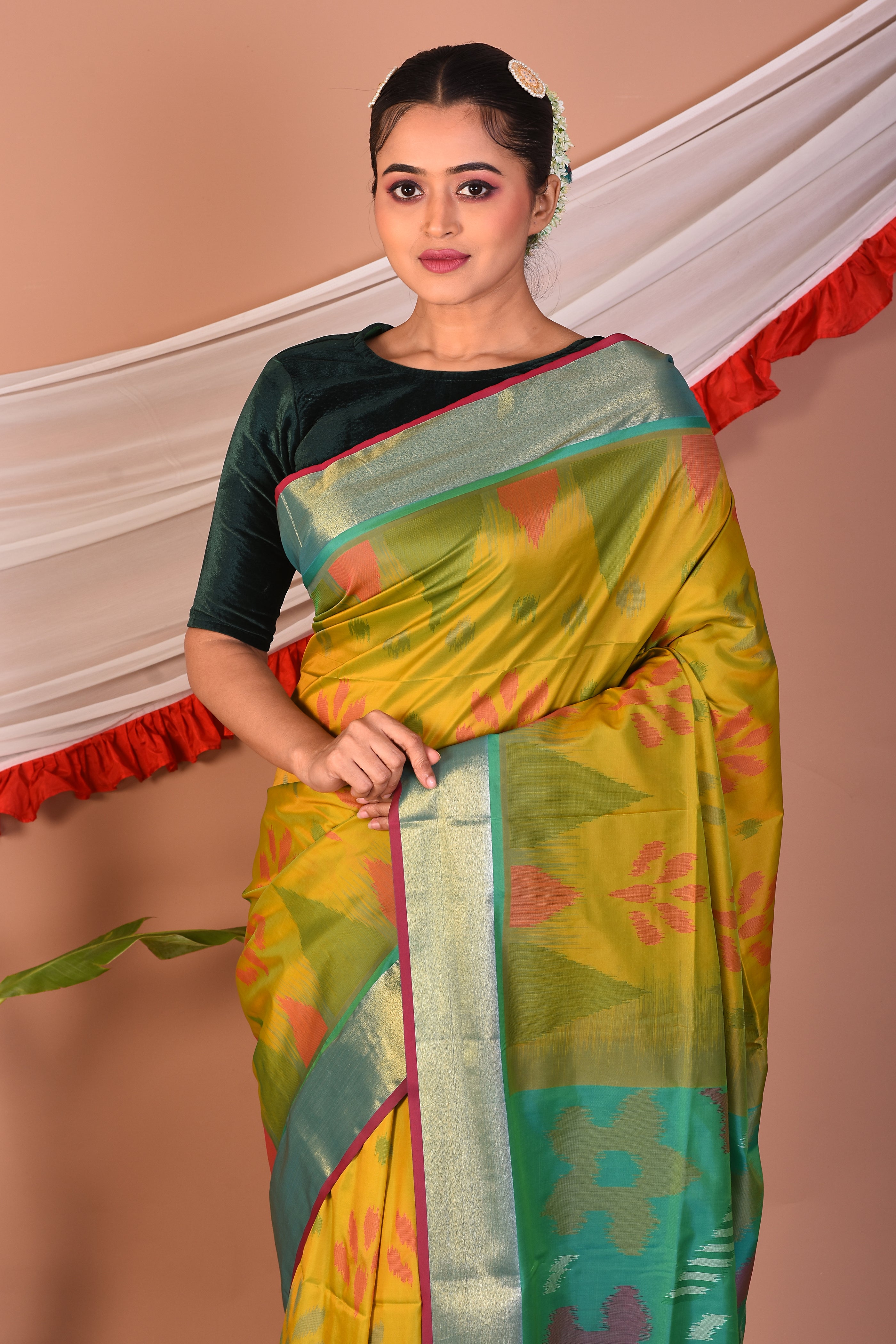 Green Blended Bangalore Silk Saree - Keya Seth Exclusive