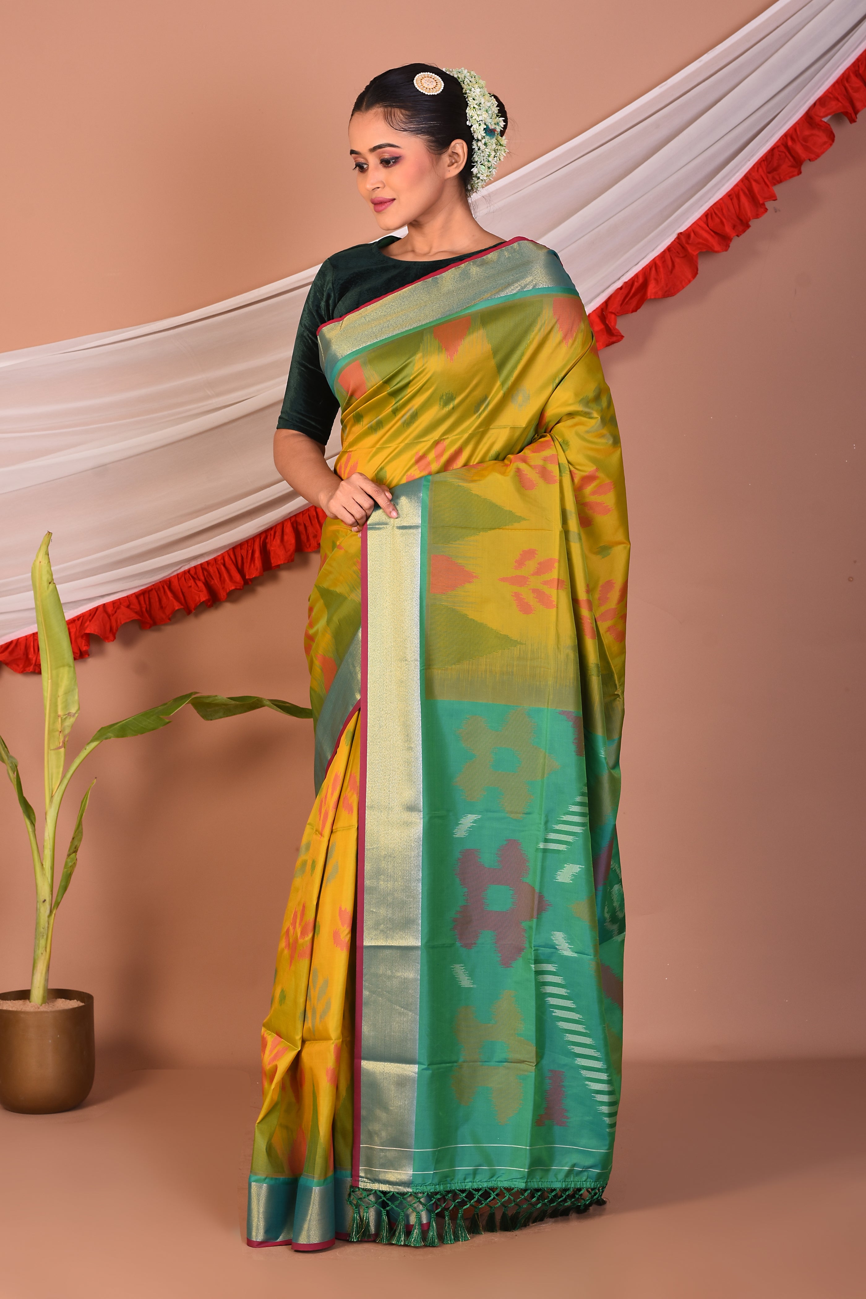 Green Blended Bangalore Silk Saree - Keya Seth Exclusive