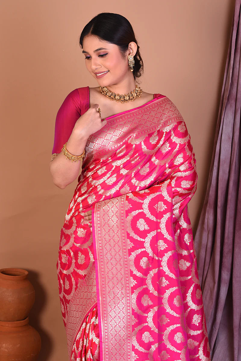 Rani Pure Katan Saree with Golden Zari - Keya Seth Exclusive