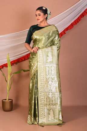 Green Blended Satin Silk Saree - Keya Seth Exclusive