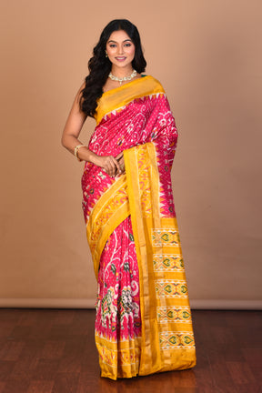 Deep Pink Pure Ikkat Silk Saree with Blouse Piece - Keya Seth Exclusive