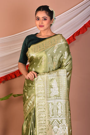 Green Blended Satin Silk Saree - Keya Seth Exclusive