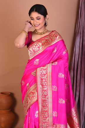 Rani Pure Katan Saree with Golden Zari - Keya Seth Exclusive