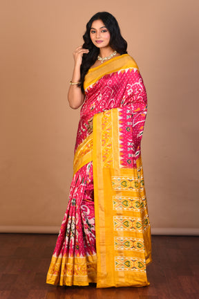 Deep Pink Pure Ikkat Silk Saree with Blouse Piece - Keya Seth Exclusive