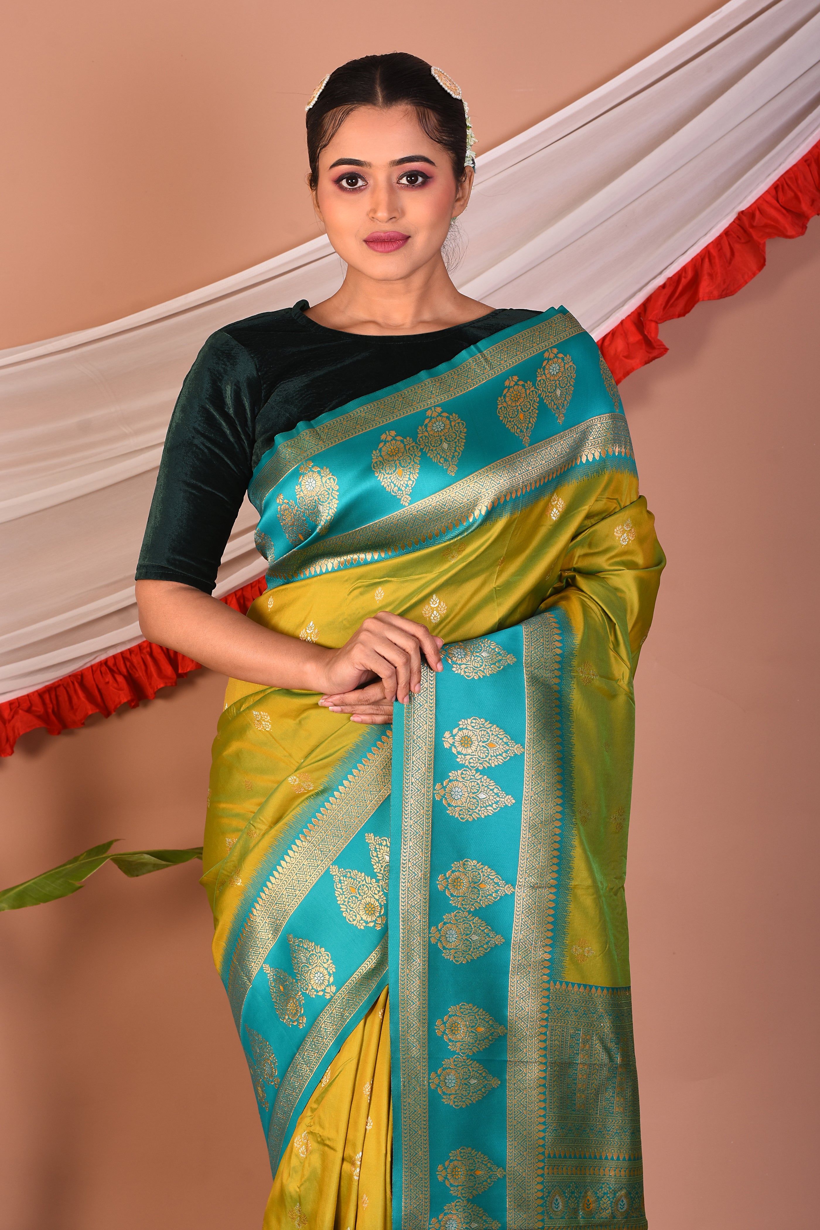 Green Blended Mashru Silk Saree - Keya Seth Exclusive