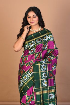 Purple Pure Ikkat Silk Saree with Blouse Piece - Keya Seth Exclusive