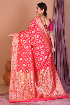 Pink Blended Katan Saree with Golden Zari - Keya Seth Exclusive