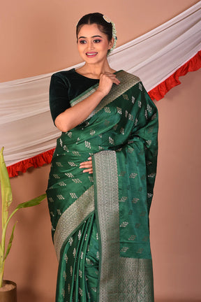 Green Blended Mashru Silk Saree - Keya Seth Exclusive