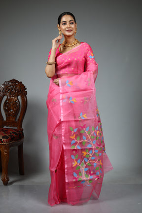 Pink Muslin Saree