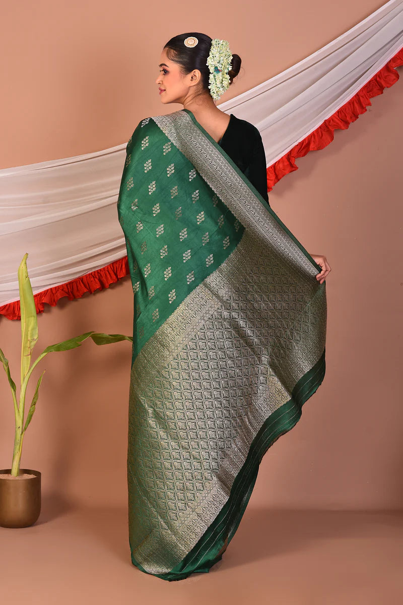 Green Blended Mashru Silk Saree - Keya Seth Exclusive