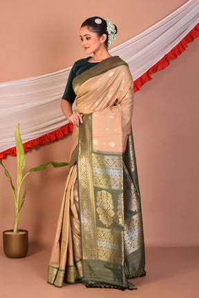 Beige Blended Bangalore Silk Saree - Keya Seth Exclusive
