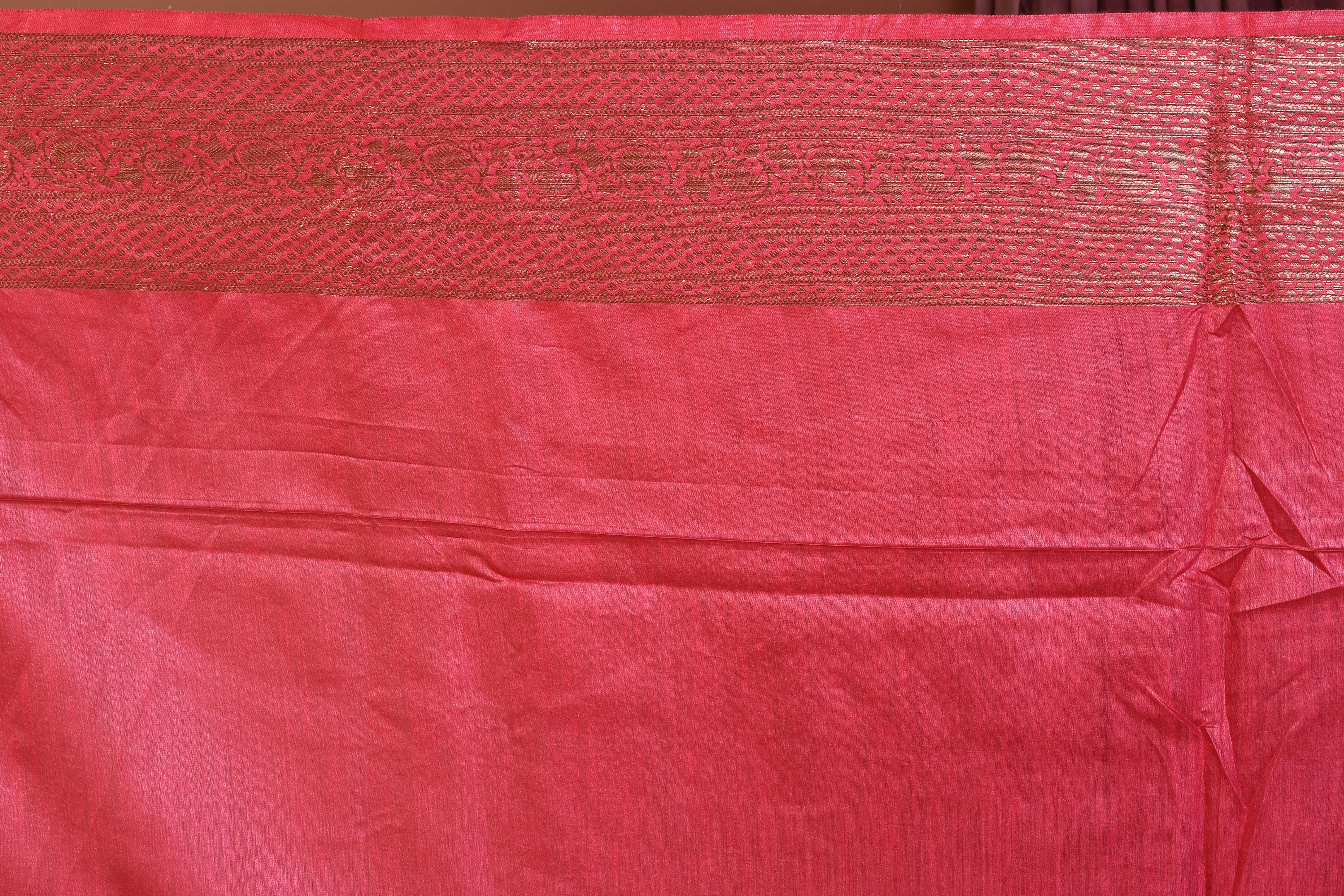 Peach Pure Tussar Saree with Golden Zari - Keya Seth Exclusive