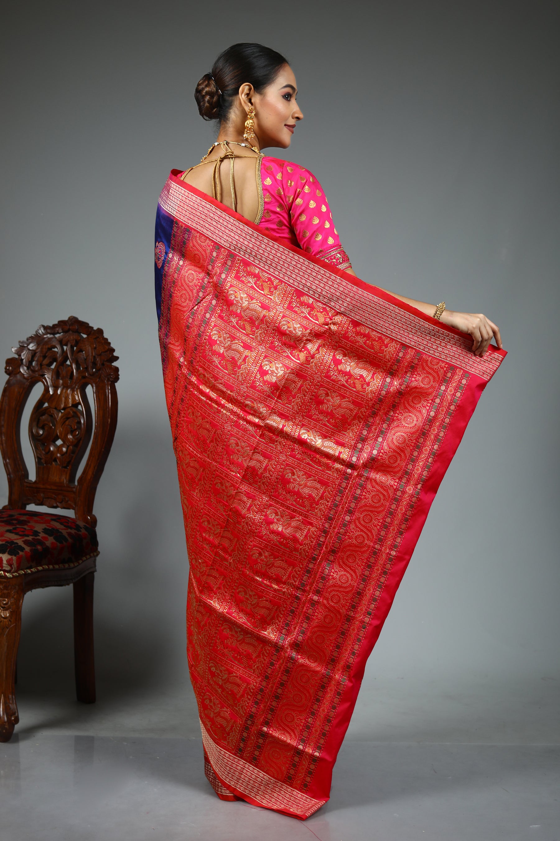 Royal Blue Bomkai Saree