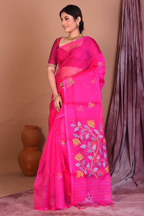 Pink Pure Muslin Saree with Threadwork - Keya Seth Exclusive