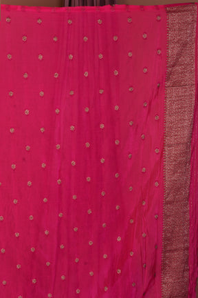 Pink Blended Khaddi Georgette Saree with Golden Zari - Keya Seth Exclusive