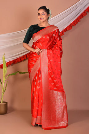 Red Blended Mashru Silk Saree - Keya Seth Exclusive