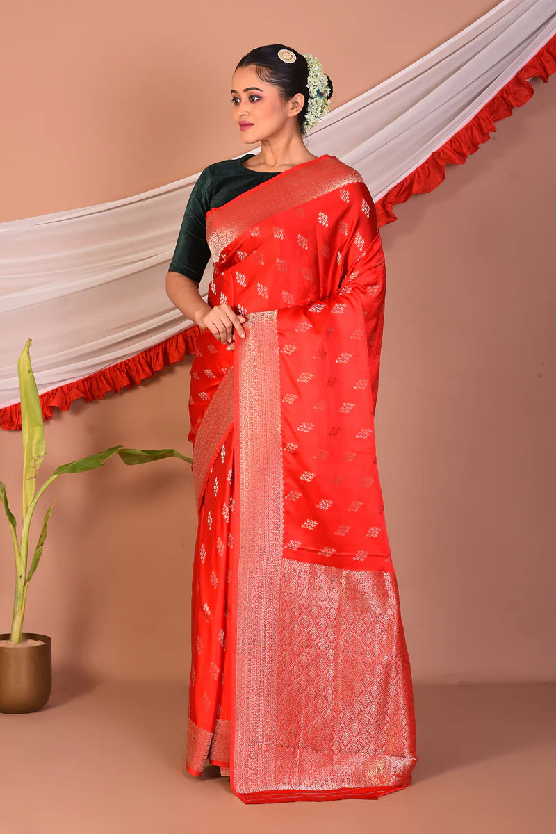 Red Blended Mashru Silk Saree - Keya Seth Exclusive