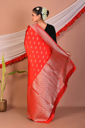 Red Blended Mashru Silk Saree - Keya Seth Exclusive