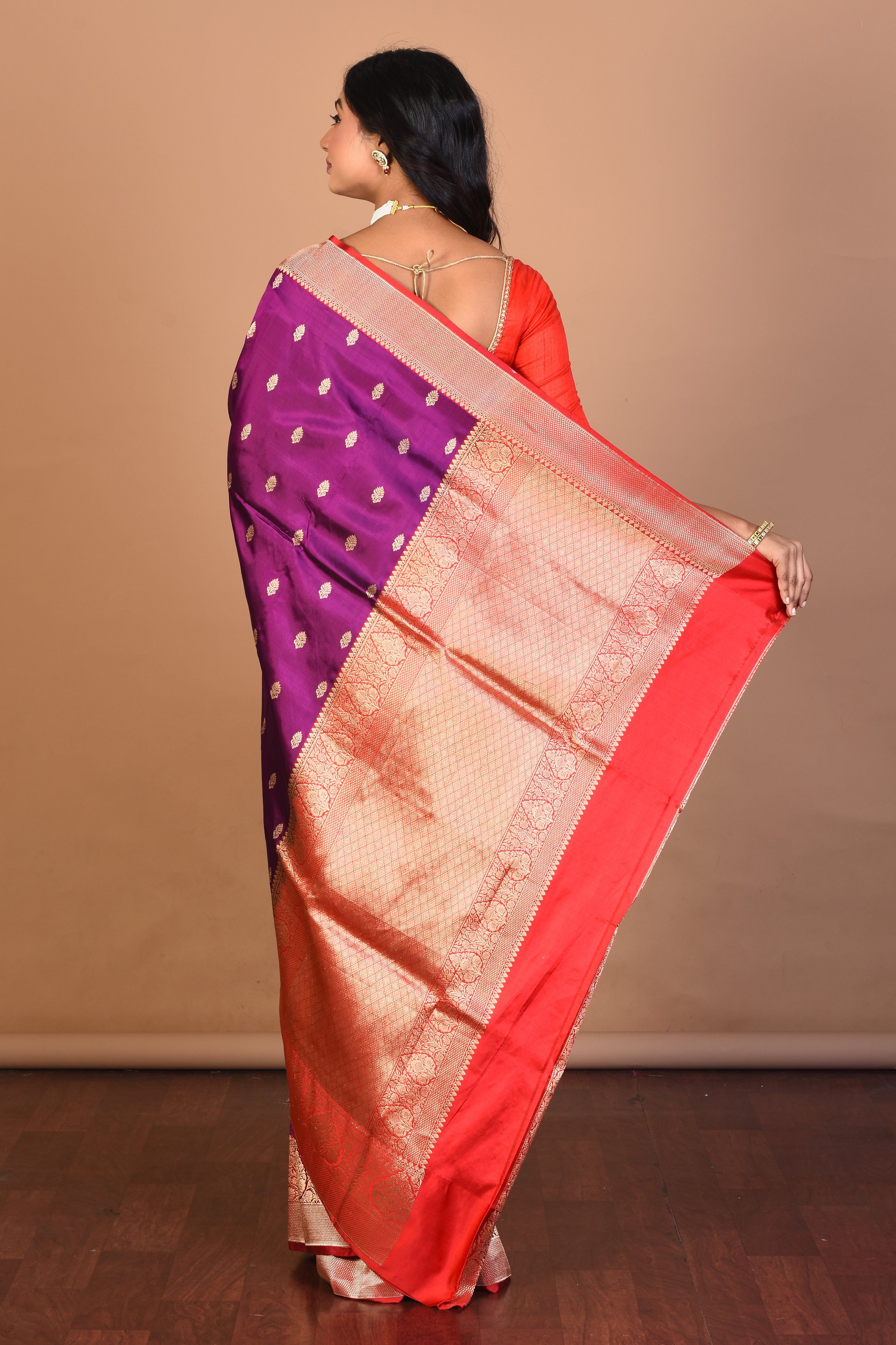 Purple Pure Katan Silk Saree with Blouse Piece - Keya Seth Exclusive