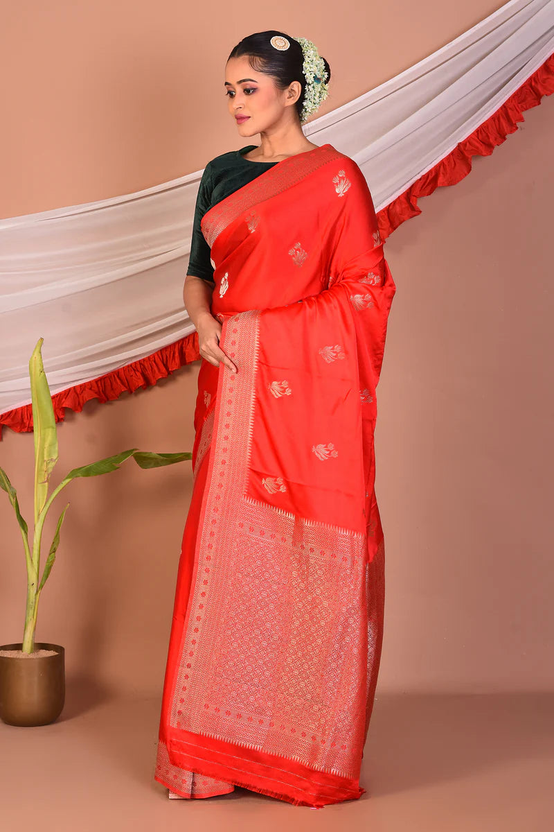 Red Blended Mashru Silk Saree - Keya Seth Exclusive