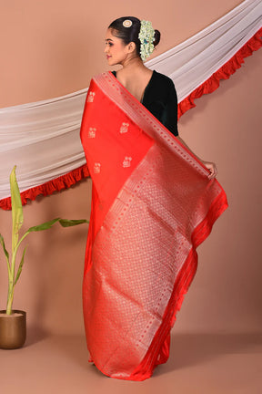 Red Blended Mashru Silk Saree - Keya Seth Exclusive