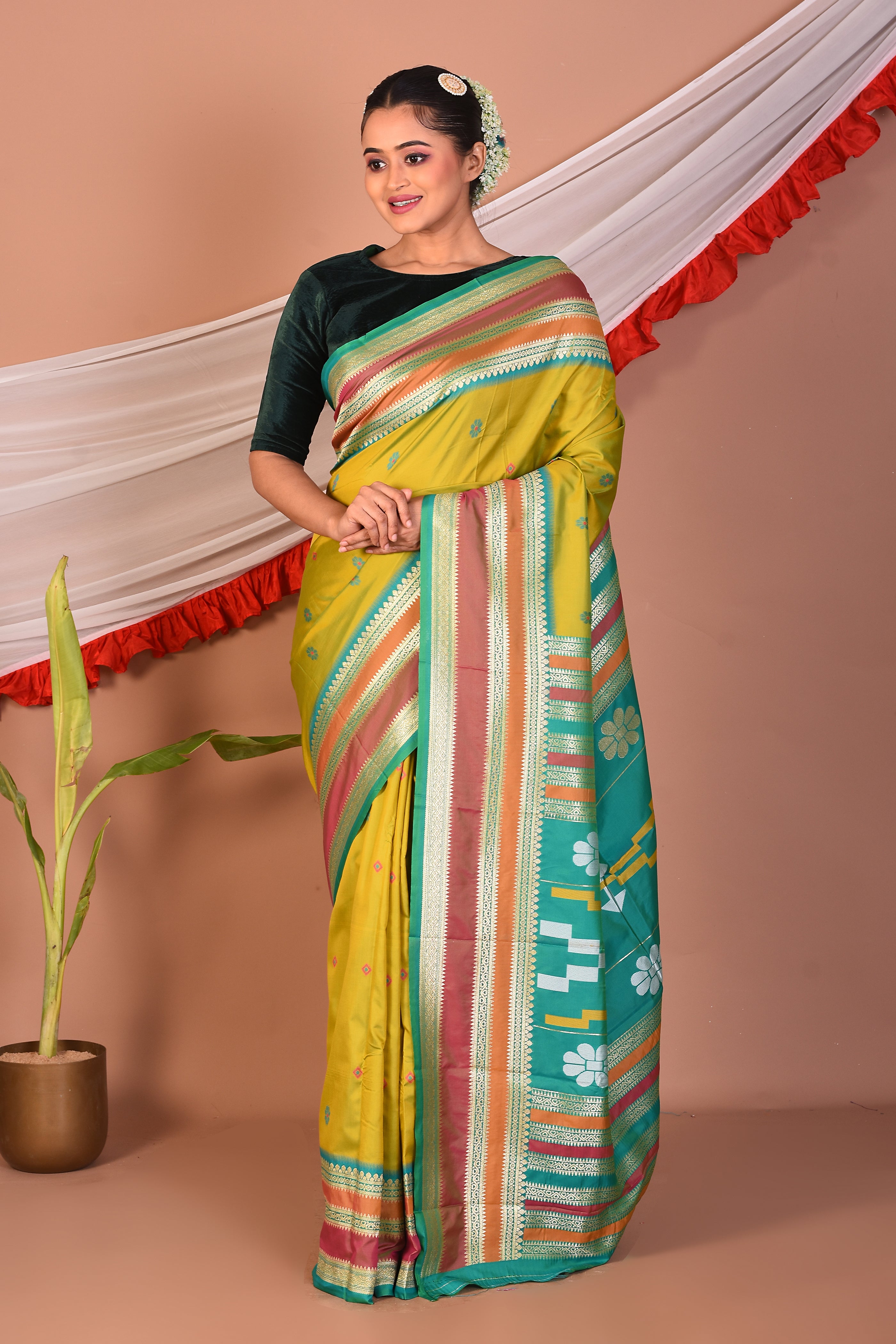 Green Blended Bangalore Silk Saree - Keya Seth Exclusive
