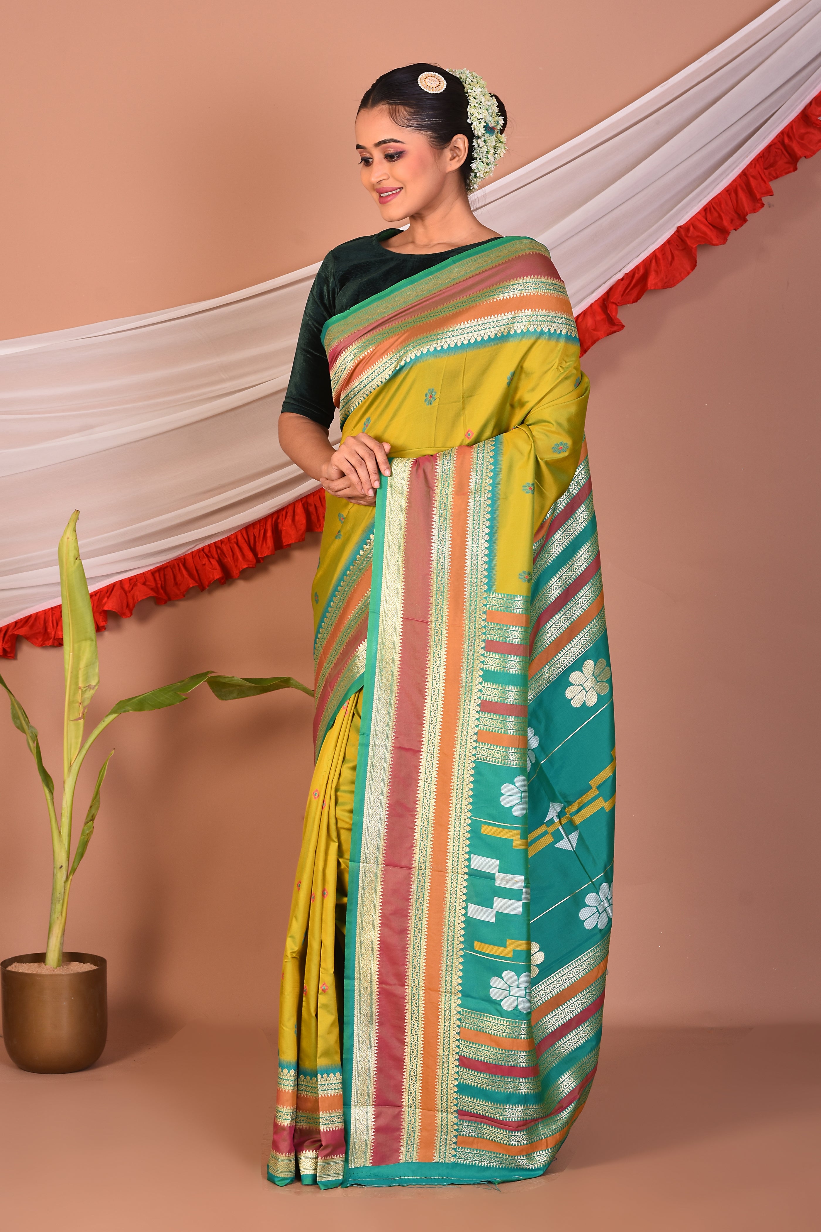 Green Blended Bangalore Silk Saree - Keya Seth Exclusive