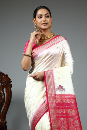 White Pure Bomkai Saree
