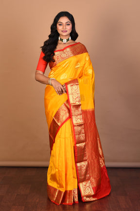 Yellow Pure Silk Saree with Blouse Piece - Keya Seth Exclusive