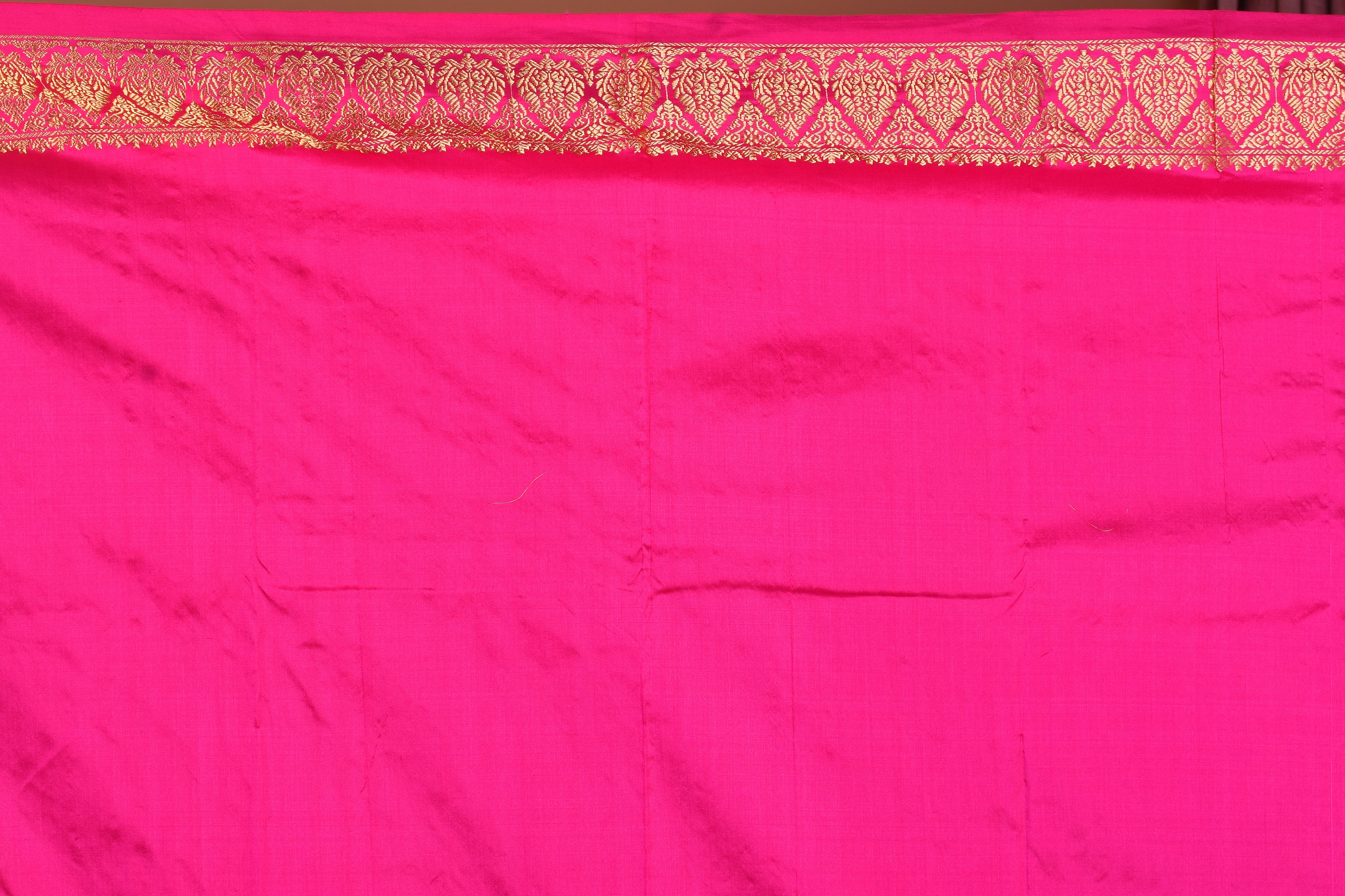 Orange Pure Kanjivaram Saree with Pink Borders - Keya Seth Exclusive