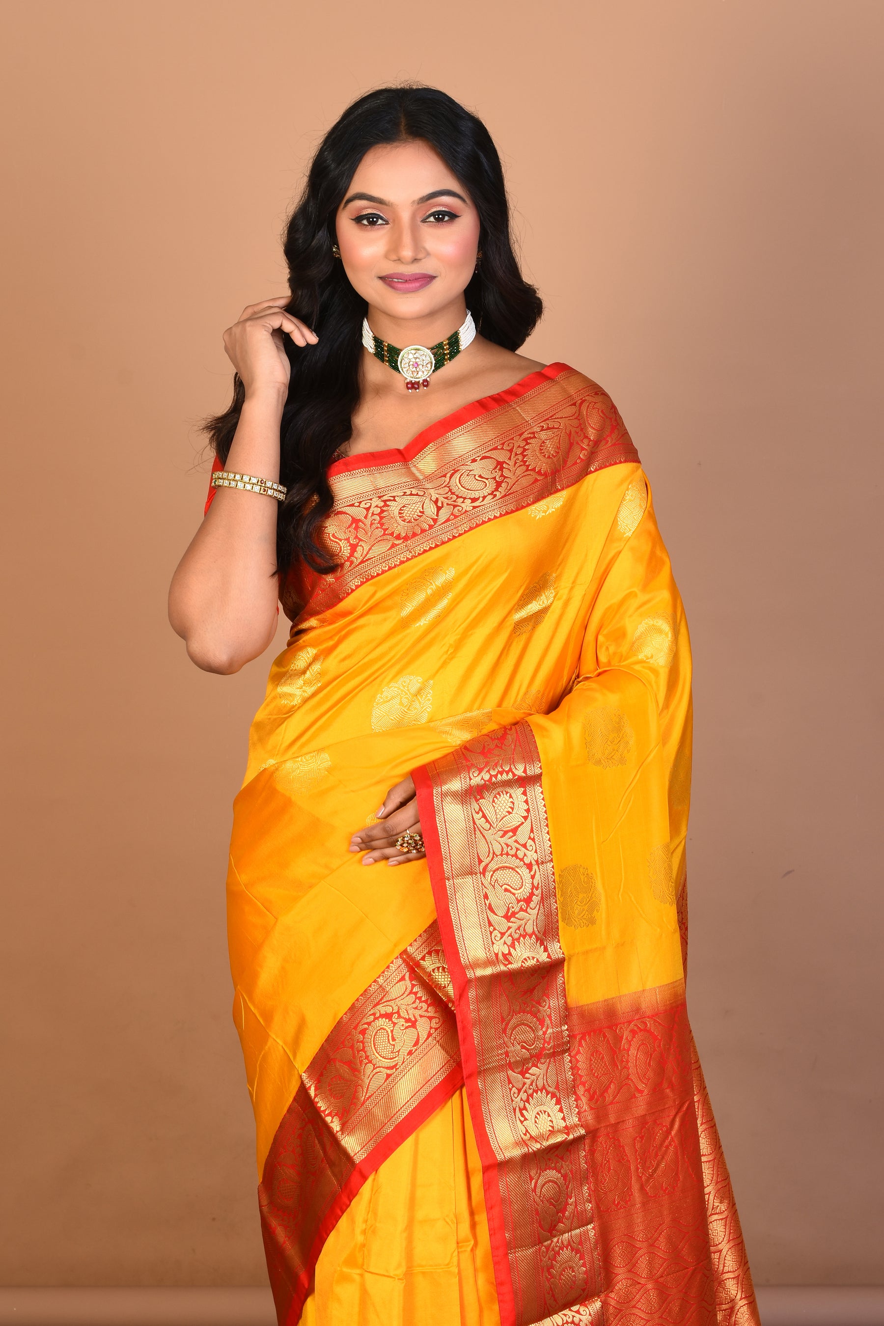 Yellow Pure Silk Saree with Blouse Piece - Keya Seth Exclusive