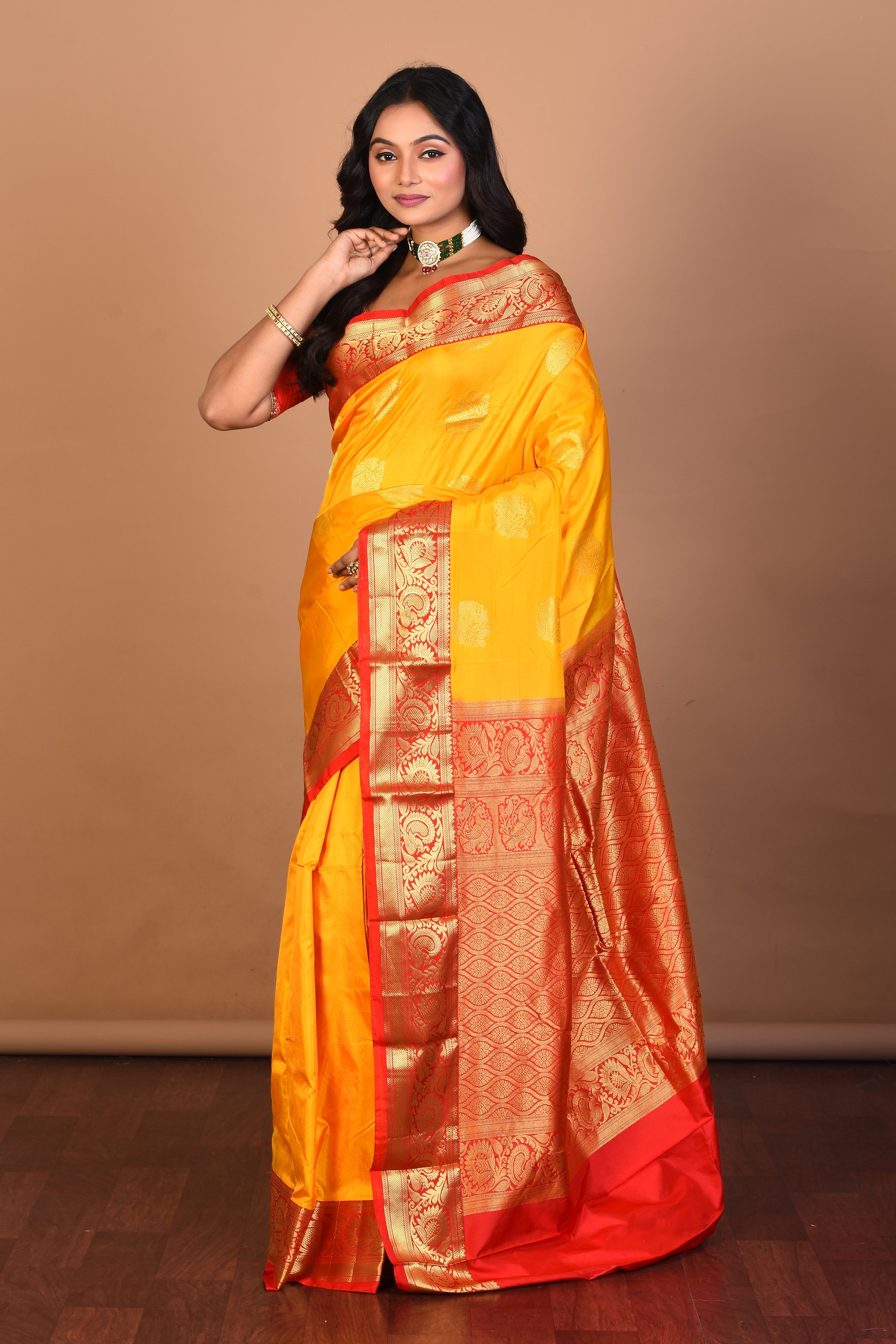 Yellow Pure Silk Saree with Blouse Piece - Keya Seth Exclusive