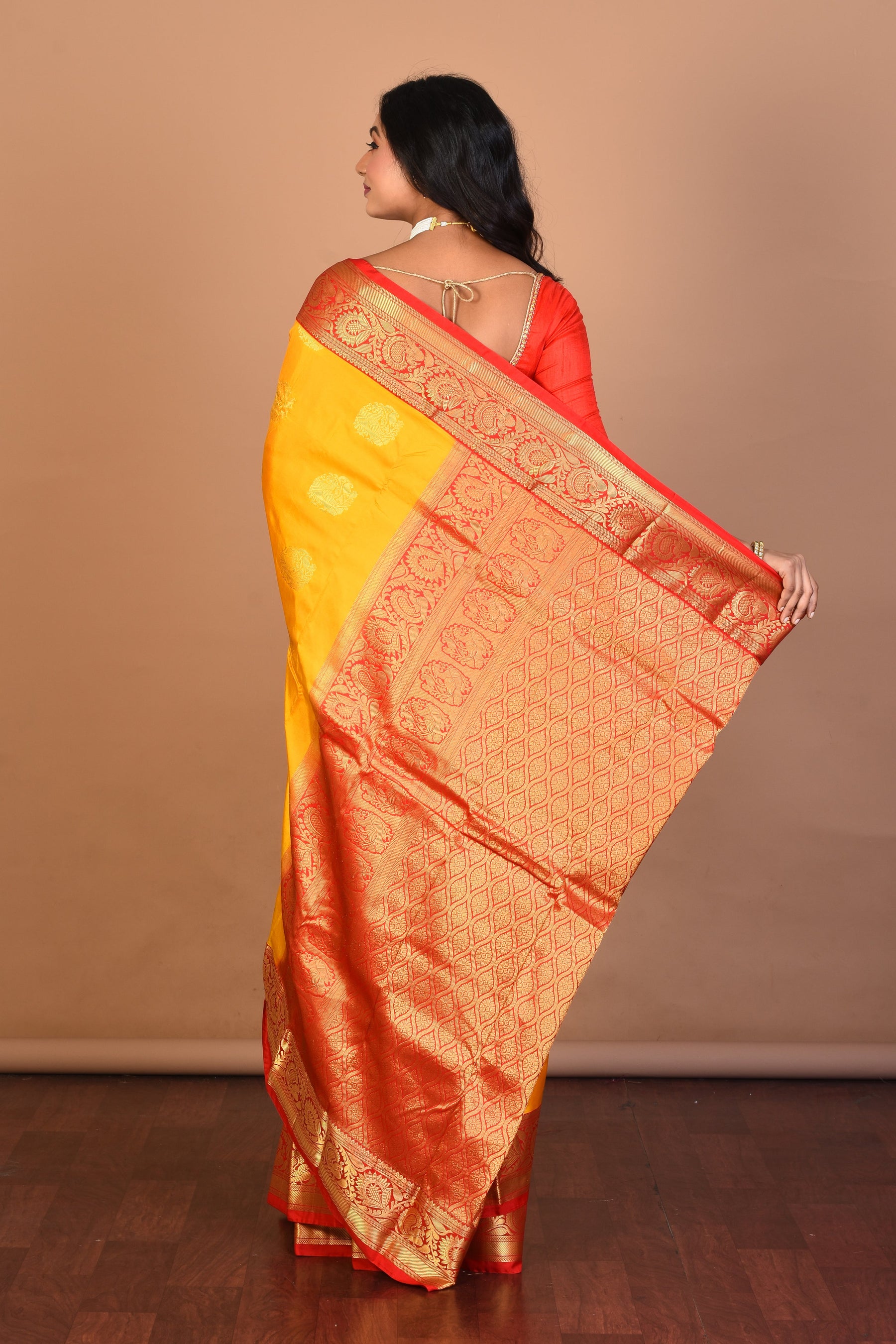 Yellow Pure Silk Saree with Blouse Piece - Keya Seth Exclusive