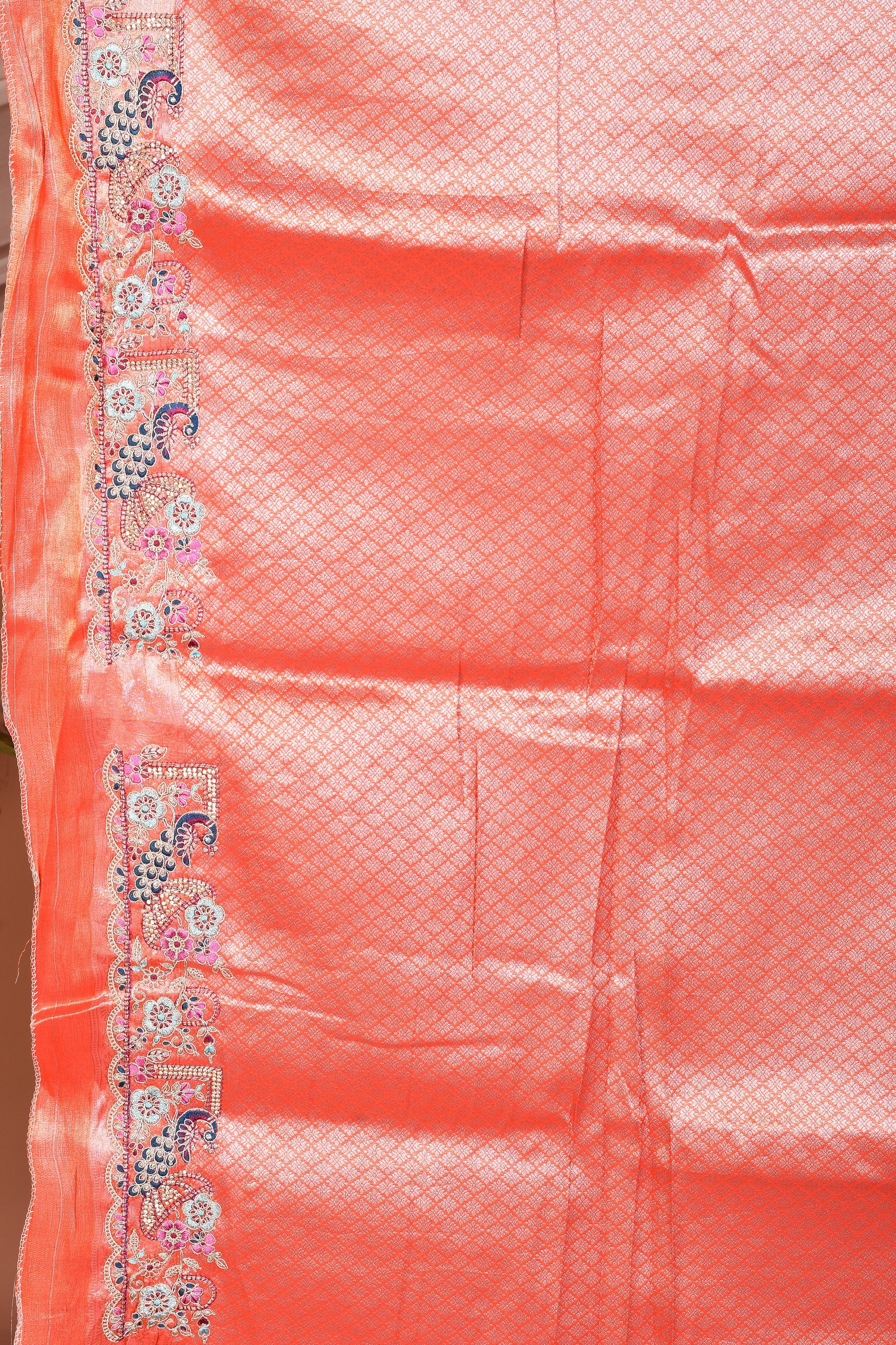Peach Blended Tissue Saree - Keya Seth Exclusive
