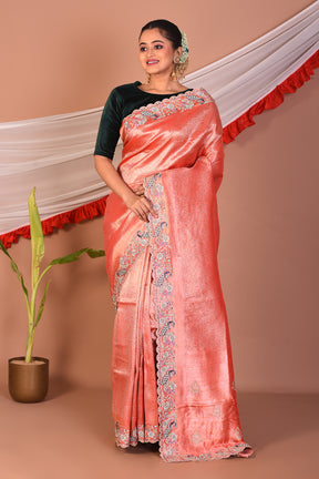 Peach Blended Tissue Saree - Keya Seth Exclusive