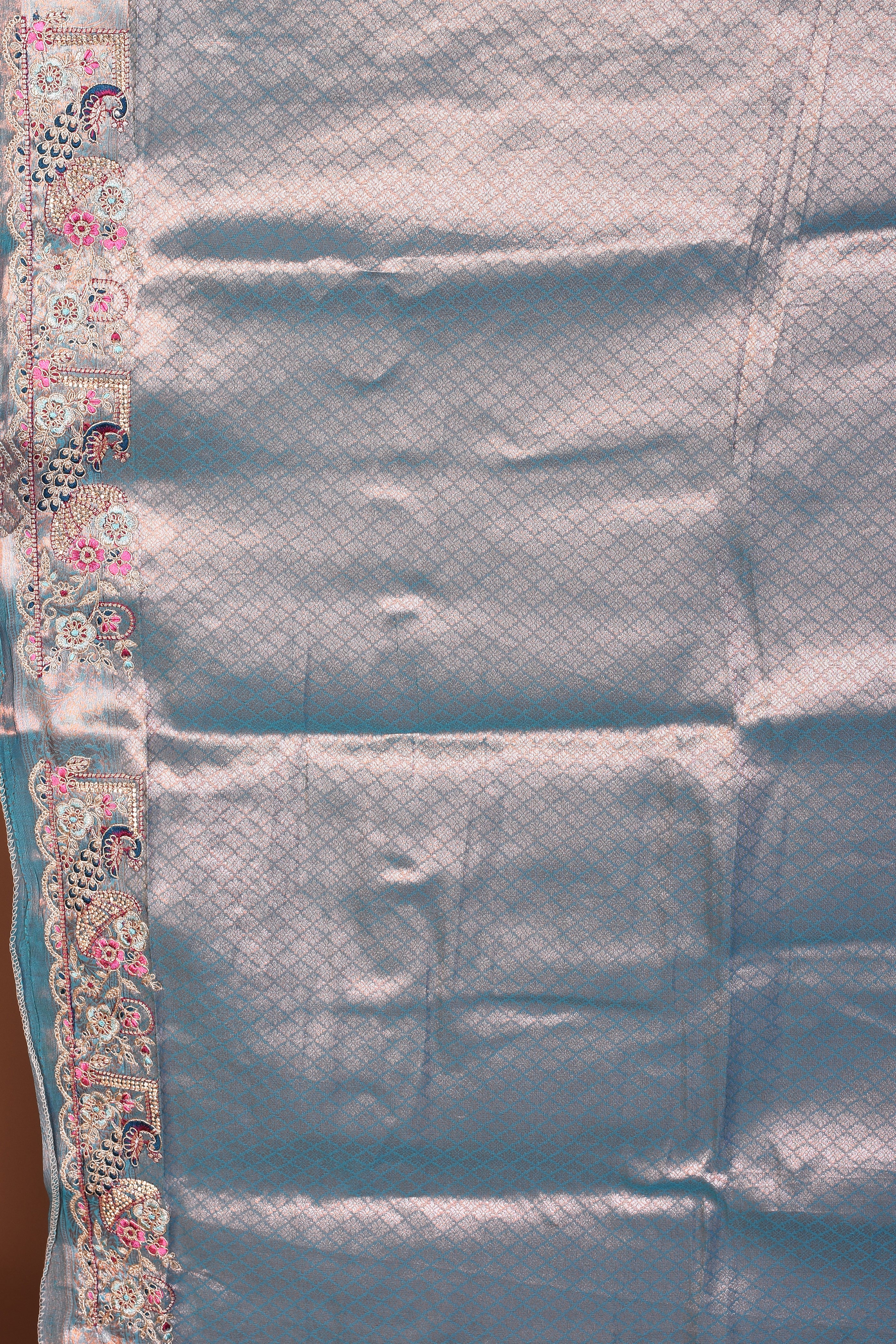 Sky Blue Blended Tissue Saree - Keya Seth Exclusive
