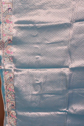 Sky Blue Blended Tissue Saree - Keya Seth Exclusive