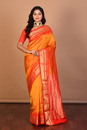 Mustard Pure Paithani Silk Saree with Blouse Piece - Keya Seth Exclusive