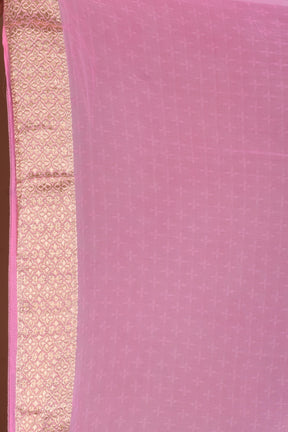 Light Pink Blended Khaddi Georgette Saree with Golden Zari - Keya Seth Exclusive