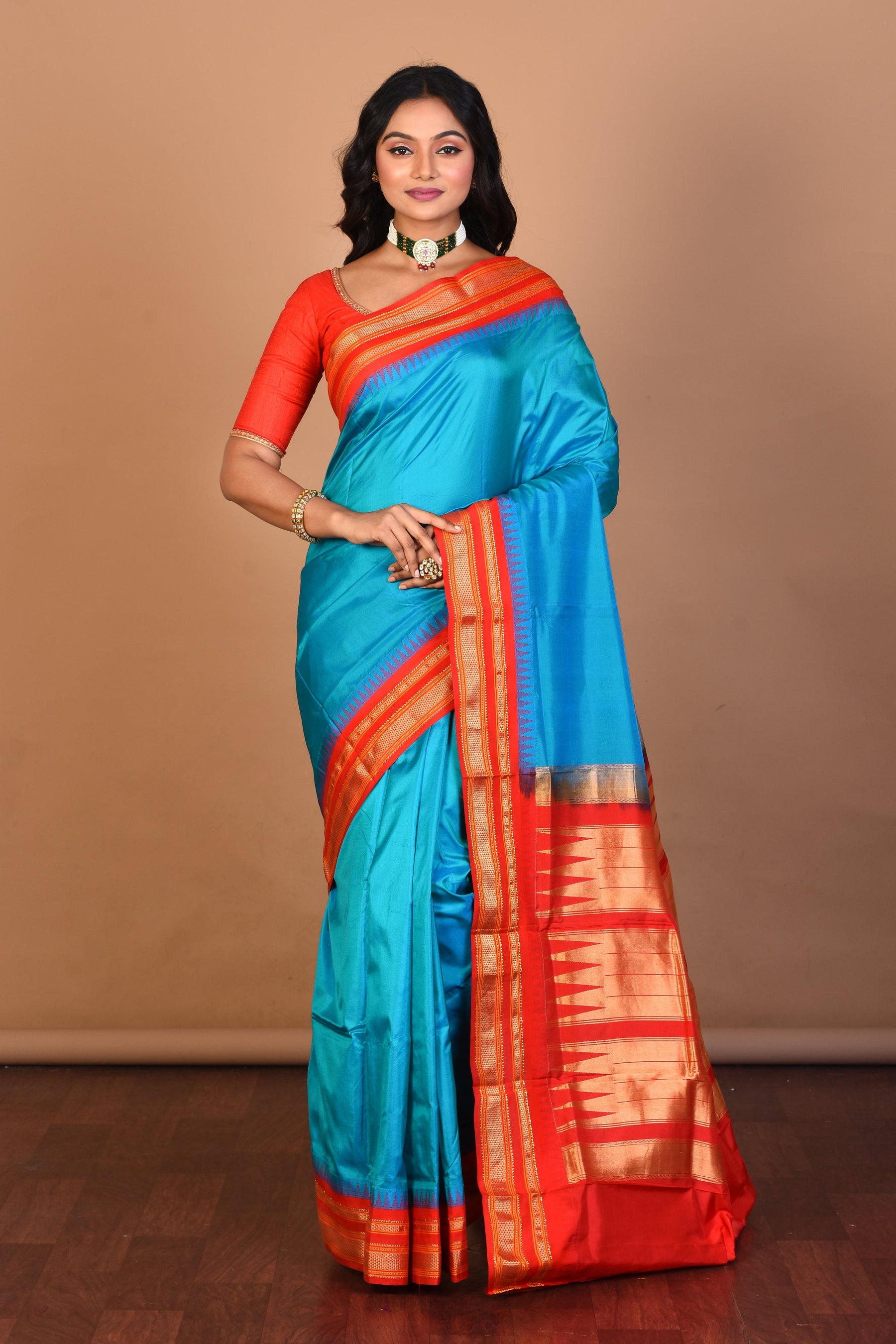 Blue Pure Silk Saree with Blouse Piece - Keya Seth Exclusive